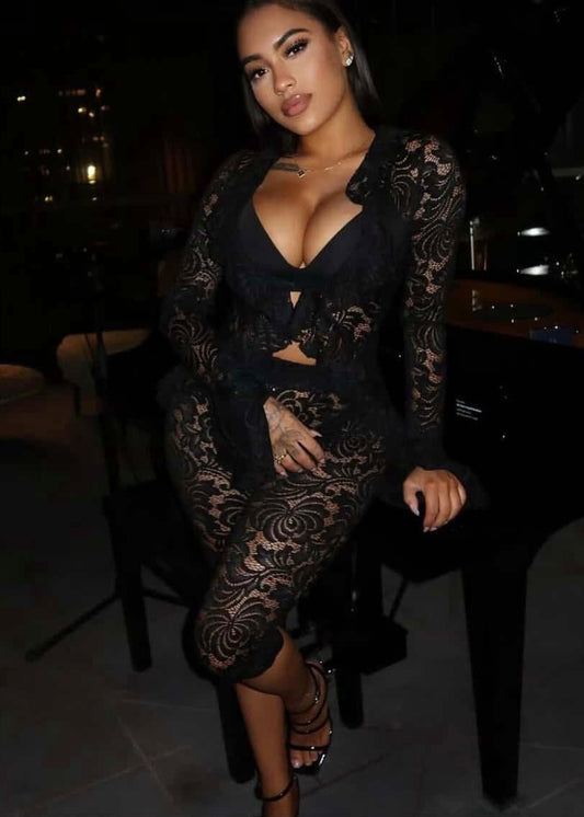 After Dark Lace Two Piece Set